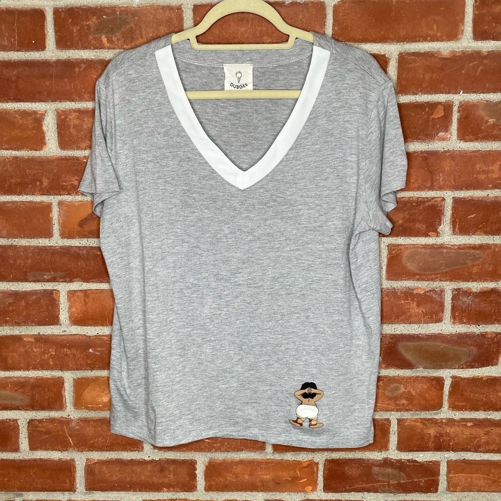 DUBGEE grey vneck T-shirt